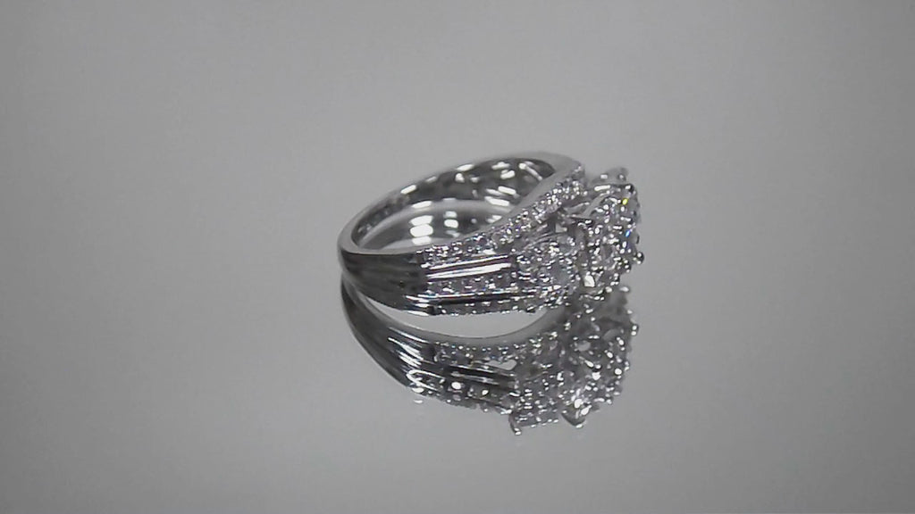 Women's 1.00ct TW Natural 3-Stone Style Natural Diamond Cluster Ring in 10K White Gold