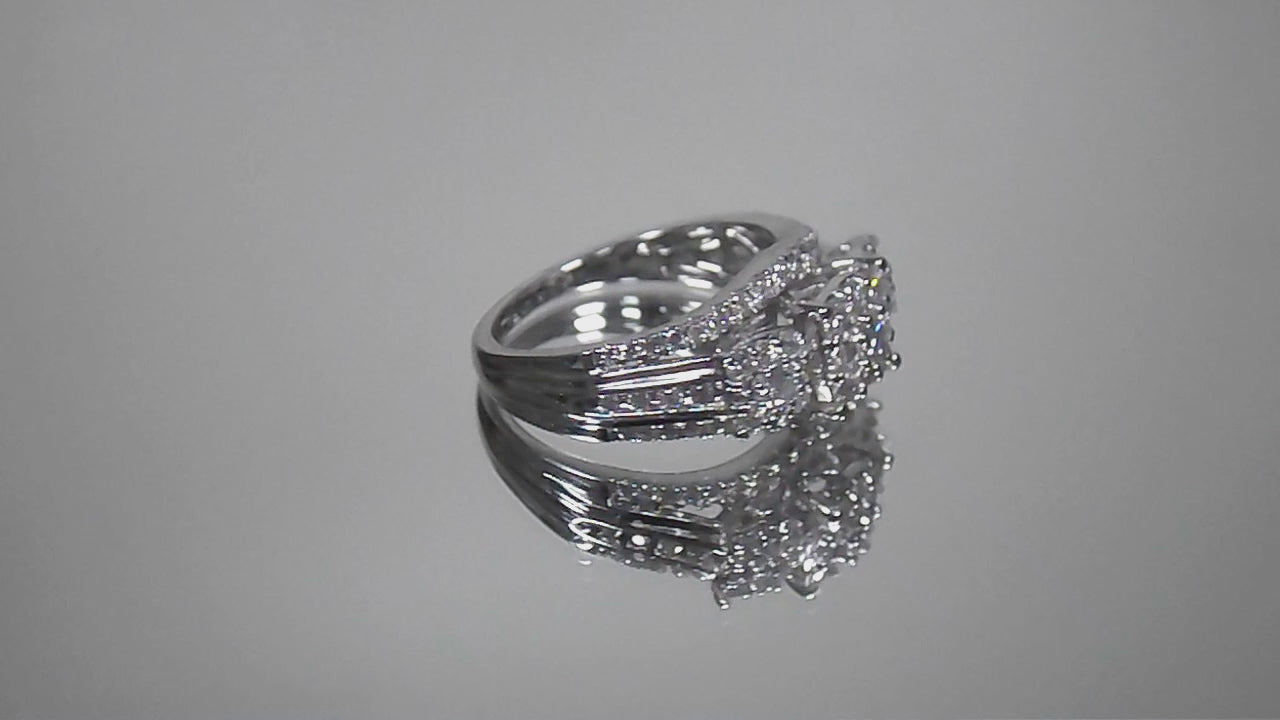 Women's 1.00ct TW Natural 3-Stone Style Natural Diamond Cluster Ring in 10K White Gold