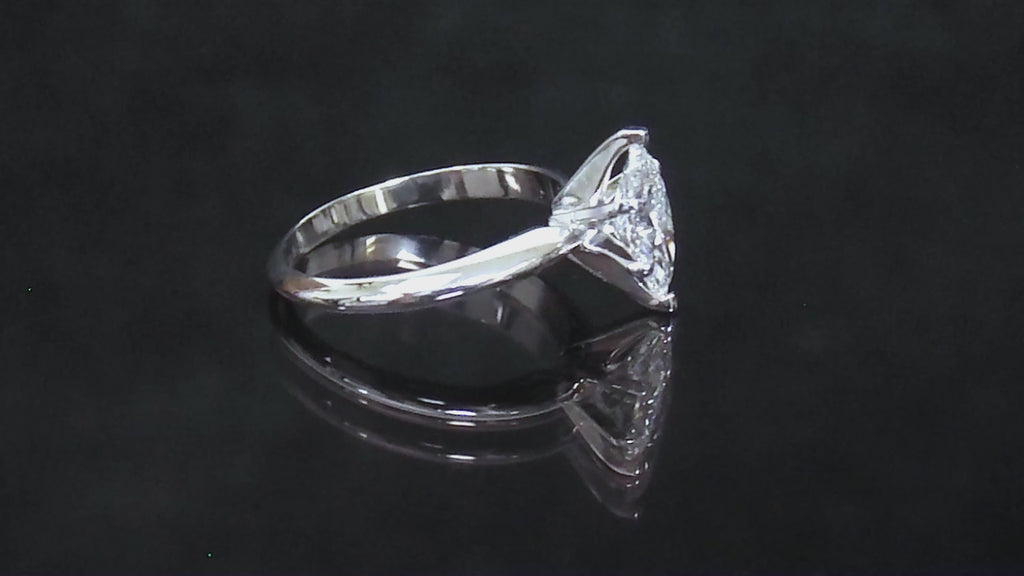 1.00ct NATURAL Marquise Shape Diamond Solitaire Engagement Ring (D,SI1) in Solid 14K White Gold