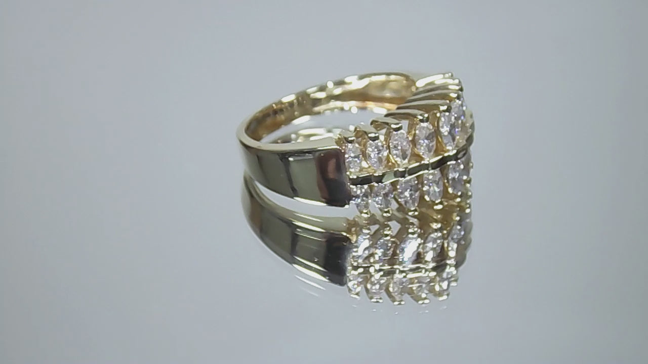 1.00ct TW Vintage Two-Row Natural Marquise Shape Diamond Band in 14K Yellow Gold - Like New Condition