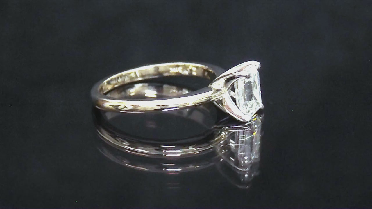 1.11ct NATURAL Emerald Cut Diamond Solitaire Engagement Ring in 14K Yellow Gold (White Gold Head)