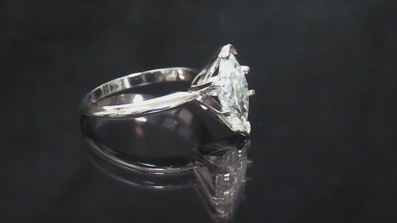 2.03ct NATURAL Marquise Shape Diamond Solitaire Engagement Ring in Solid 14K White Gold