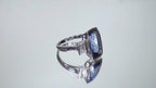 Women's Custom 4.50ct TW Bezel Set Natural Cushion Cut Tanzanite & Baguette Diamond Ring in Solid 14K White Gold