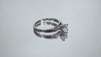 Estate Ring .51ct Natural Princess Cut Cathedral Style Diamond Solitaire in Solid 14K White Gold