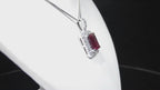 Women's 5.21ct TW Halo Style Natural Emerald Cut Ruby & Diamond Pendant or Necklace in 14K White Gold - Chain Not Included
