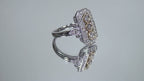 This ring is a filigree style natural diamond ring with a total of .37ct natural diamonds in 2-tone white and yellow gold on a mirrored background rotating in a video.