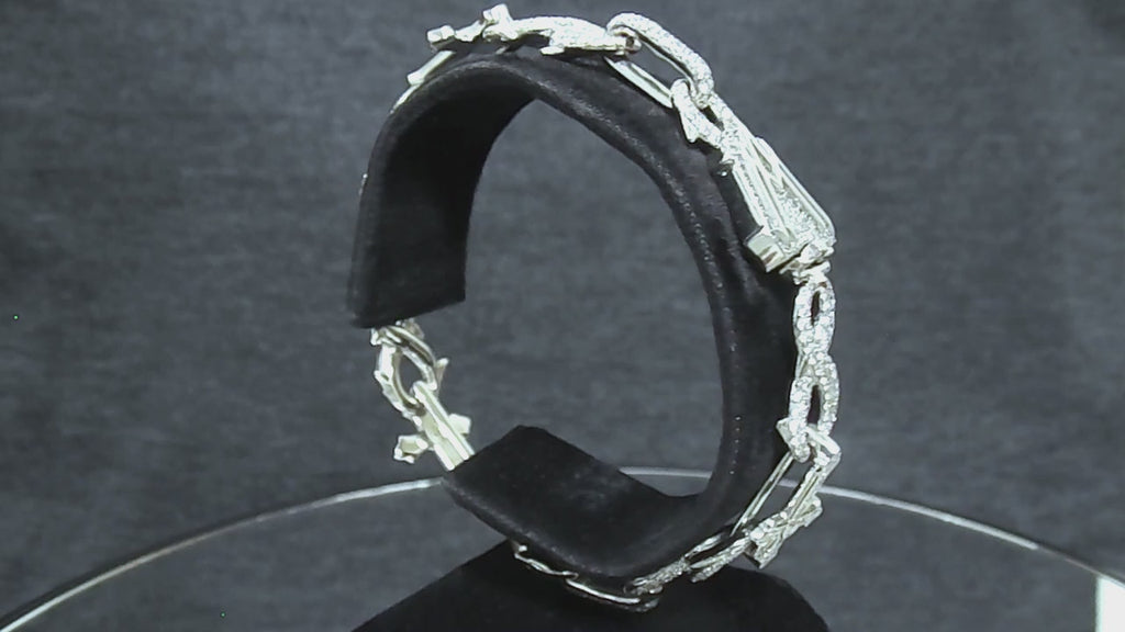 Alex Moss St. Mark Classic Designer Bracelet - 7.34ct TW Natural Diamonds in 14K White Gold 8"