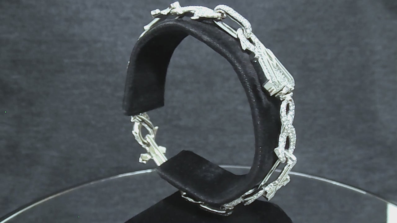 Alex Moss St. Mark Classic Designer Bracelet - 7.34ct TW Natural Diamonds in 14K White Gold 8"