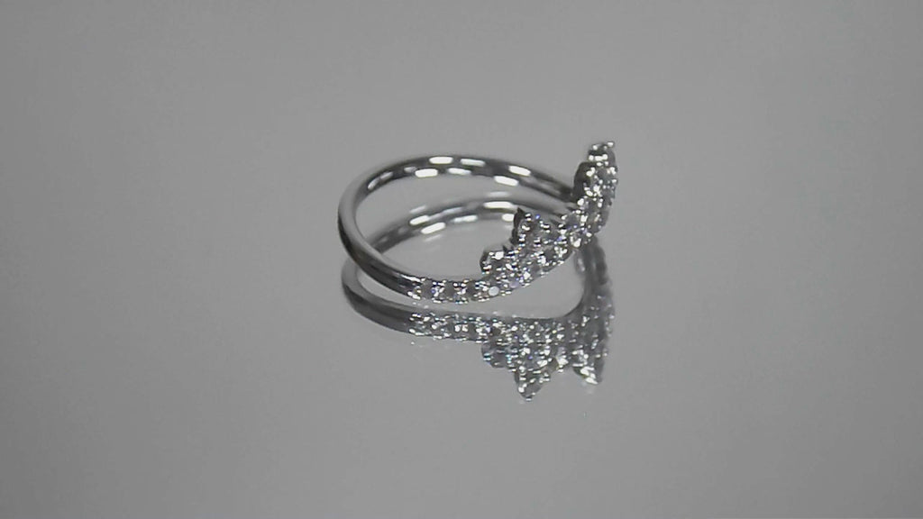 .63ct total weight natural round brilliant diamond tiara style ring in 14K white gold rotating in a video on a white background.