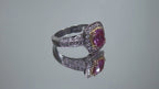 NEW Very Fine 3.07ct TW Natural Cushion/Oval Cut Pink Sapphire & Diamond Ring in 18K White & Yellow Gold 2-Tone