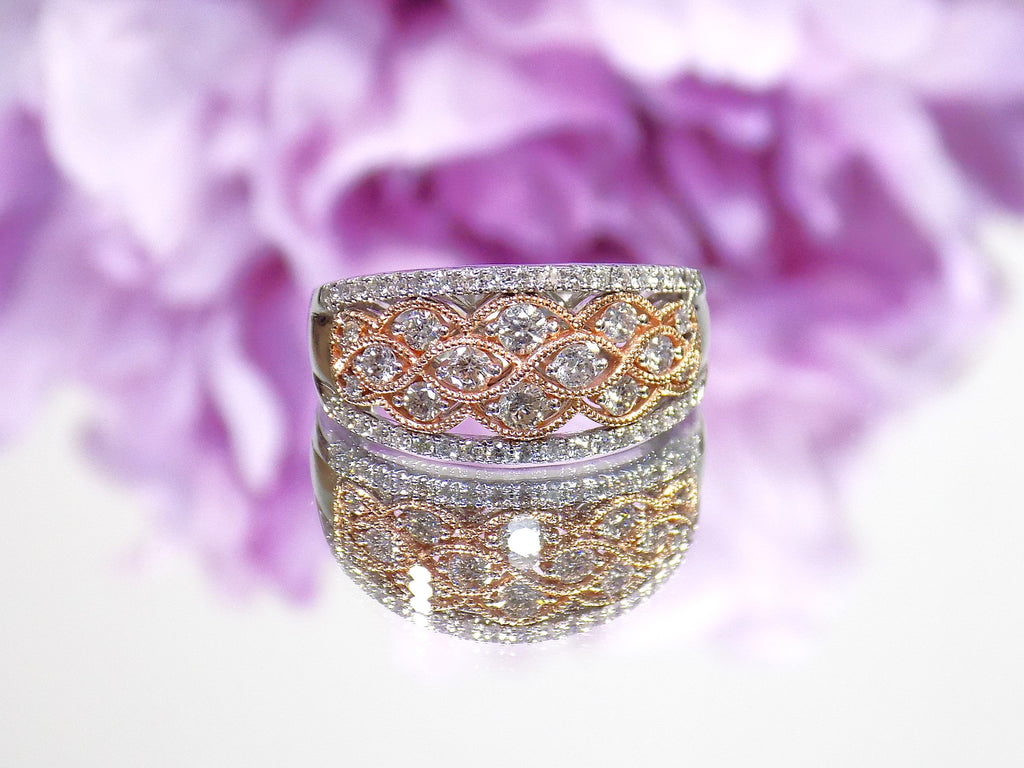 14K White and Rose Gold .75ct Diamond Band.