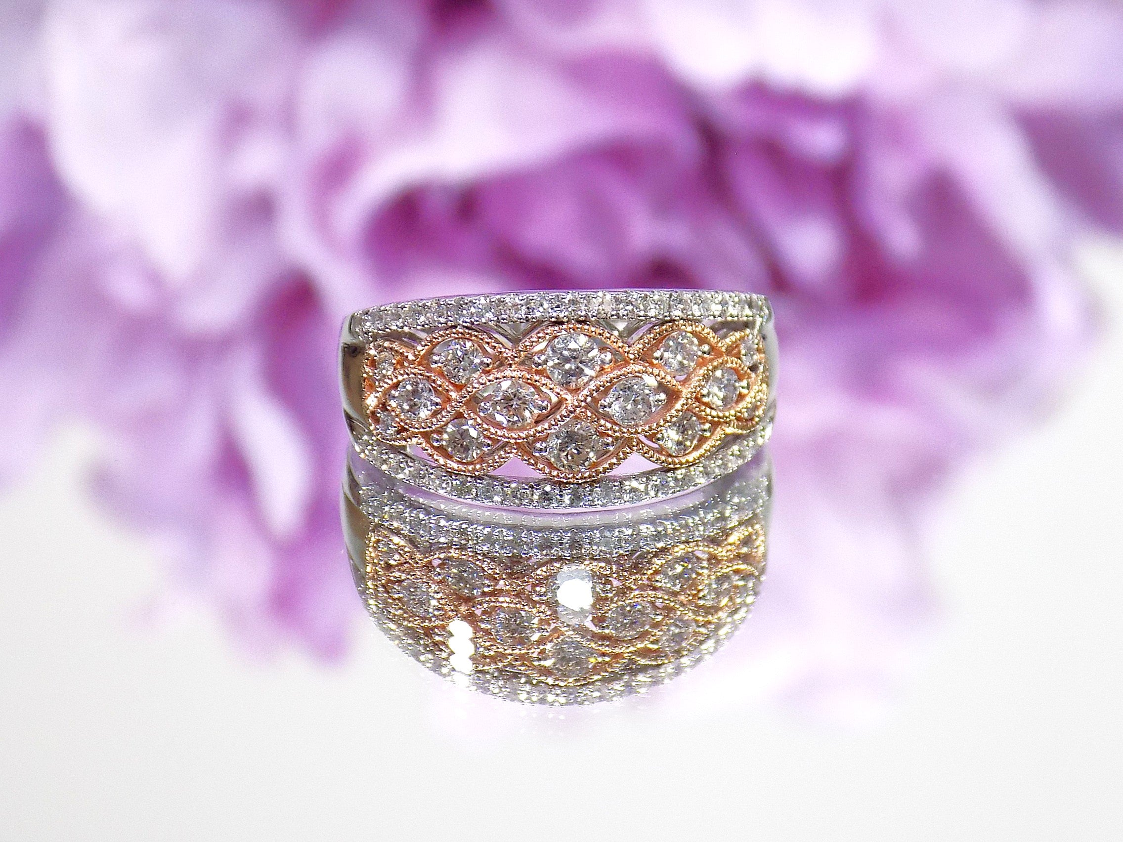 14K White and Rose Gold .75ct Diamond Band.