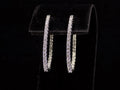 2.00ct total weight natural diamond in and out style oval hoops in 14K white gold.