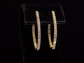 2.00ct total weight natural diamond in and out style oval hoops in 14K yellow gold.