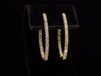2.00ct total weight natural diamond in and out style oval hoops in 14K yellow gold.