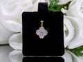 This is a .20ct Natural Diamond Van Cleef Style Clover Pendant Yellow Gold